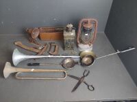 Misc Mixed Metal Lot inc. Bell, Horn, Lanterns, Scissors etc - 2