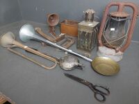 Misc Mixed Metal Lot inc. Bell, Horn, Lanterns, Scissors etc - 4