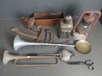 Misc Mixed Metal Lot inc. Bell, Horn, Lanterns, Scissors etc - 5