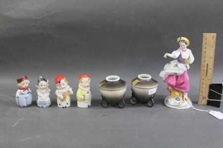 2 Pairs of Vintage Cruets,Â  Dancing Lady Figurine, Pair of Royal Bayreuth Mini Vases