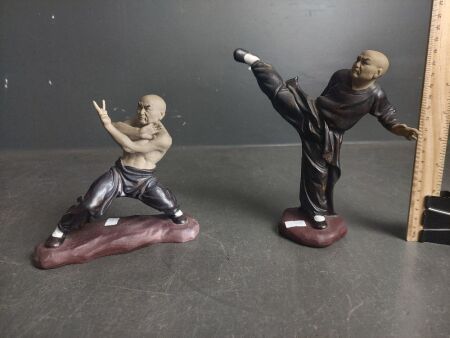 Two Decorative Chinese Shaolin Martial Art Ceramic Figures