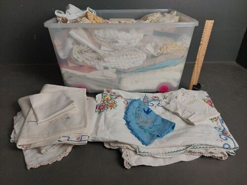 Large Lot of Handmade / Stiched Lace, Table Cloths, Doulies etc