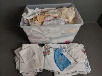 Large Lot of Handmade / Stiched Lace, Table Cloths, Doulies etc - 2