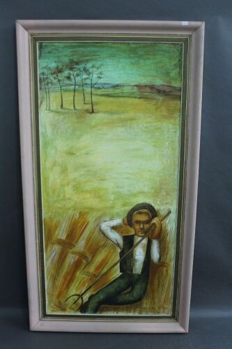 Large Framed Original Abstract Painting Signed Ronald Kirk '60