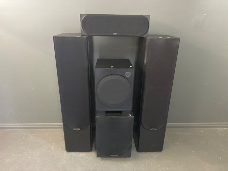 Accusound Sound System inc. 2 Towers, 2 Subs & 1 Centre Speaker Excellent Sound in Great Condition