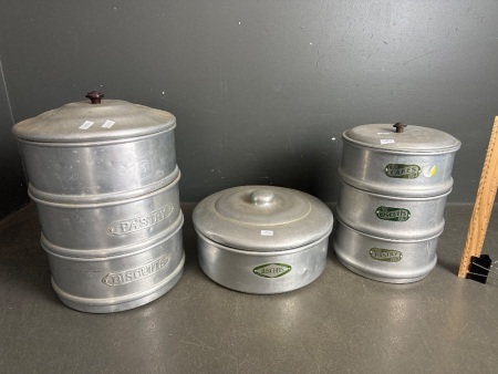 Set Mid Century Aluminium Food Containers