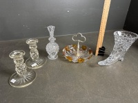 Mixed Crystal Ware Lot - 2