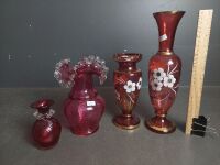 Beautiful Cranberry Glass Vases