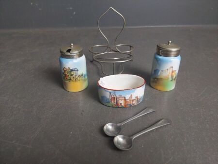 British Anchor England Hand Painted Cruet Set 