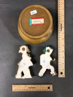 Pair of Vintage Hummel Like Wall Figures + Similar Musical Turntable - 2