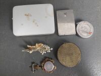 Antique Make Up Compacts With Nurses Watch &  Art Deco Brooch - 3