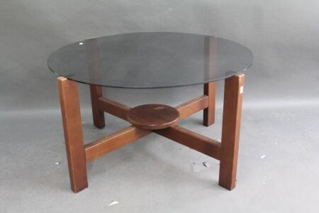 Mid Century Brown Glass Tessa Coffee Table - Unmarked