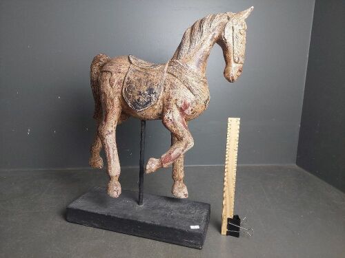 Reproduction Carved Chinese Horse on Stand