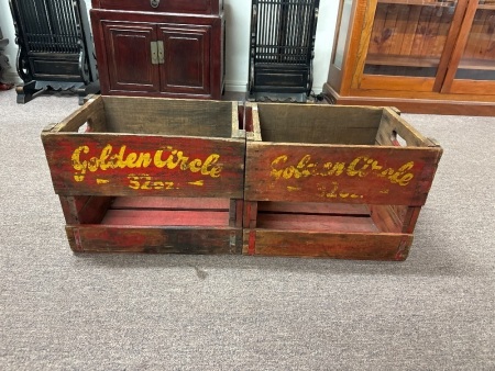 2 Vintage Golden Circle Crates - Group QTY Choice