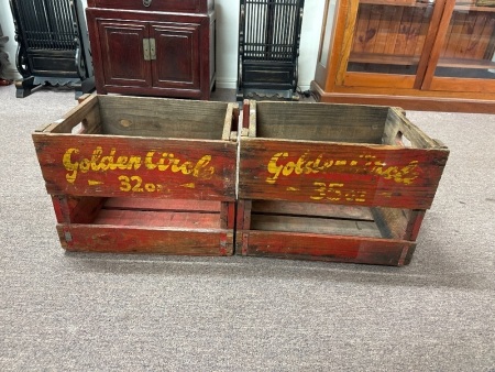 2 Vintage Golden Circle Crates - Group QTY Choice