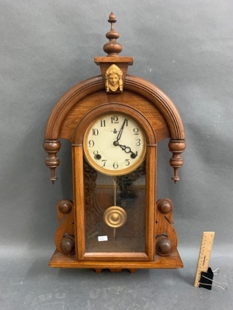 Antique Timber Wall Clock Spear Trade Mark