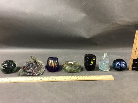 Collection of 7 Art Glass Paperweights