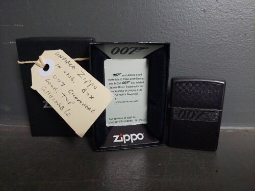 Unfired Zippo James Bond 007 Gunmetal Lighter in Original Box