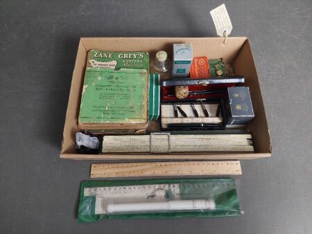 Collectable Calligraphy Set, Rolling Ruler, Vintage Office Equipment