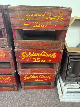 3 Vintage Golden Circle Crates - Group QTY Choice