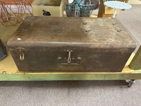 Large Vintage Metal Trunk Full of Flowers