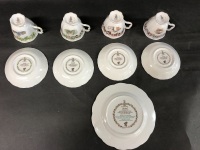 Set of Royal Doulton Bramley Hedge 4 Seasons Cups & Saucers + Autumn Plate - 3