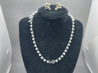 Rare Full Diamonte Necklet and Clasp Earring Set - C 1930 - 2