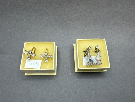 2 Pairs of Vintage Diamonte Earring Sets - C 1930