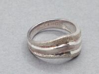 Stirling Silver Triple Waved Ring with Multi-Stonr Encrusted Trim - Stamped 925 - Size N - 2