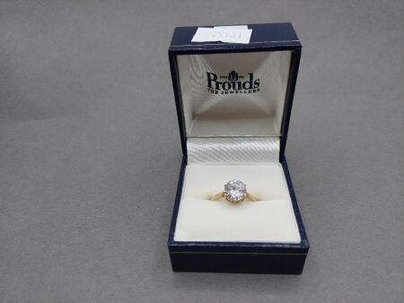 Rare 9ct Gold Solitaire Ring with 6 Claw Setting - Stamped 375 - Size N