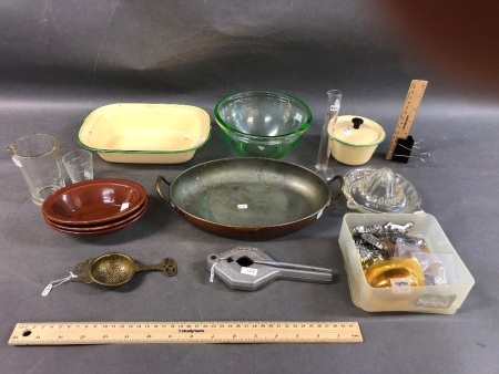 Collection of Vintage Kitchenware Inc. Copper, Enamel & Glass