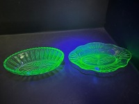 Two Uranium Glass Bowls