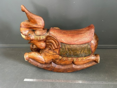 Teak Elephant Rocker - Hand carved out of one piece of timber 