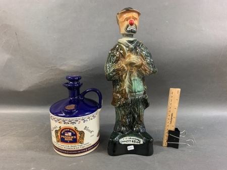 Jim Beam Emmmett Kelly Clown Decanter & Pussers Navy Rum Flagon