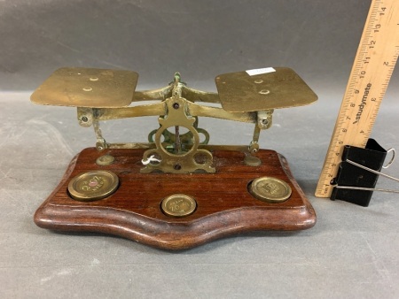 Set of Antique Avery Postal Balance Scales with Original Brass Weights