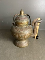 Large Antique Etched Brass and Copper Oriental Decorative Pot - 3