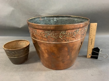 2 Vintage Copper Planters