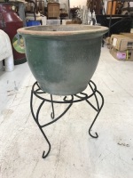 Ceramic Pot on Metal Stand + Tea Light Holder