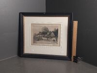 Antique French engraving signed & dated 1870