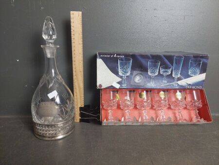 Cristal D'Arques France Glasses with Decanter