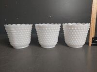 3 Fire King Ware Bubble Milk Glass Dishes