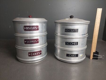 Mid Century Aluminium Labeled Food Canisters