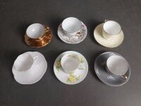 6 Miniture Fine Bone China Cups & Saucers inc Shelley, Royal Standard & Adderley - 2