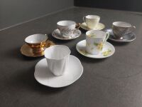 6 Miniture Fine Bone China Cups & Saucers inc Shelley, Royal Standard & Adderley - 3