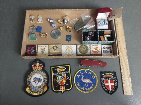 Collectables Swiss Army Knife, RAAF Patch, Cuff Links & Asst. Badges