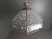 Mid Century Brass & Bevelled Glass 5 Tier Chandelier - 3