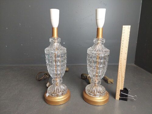 Pair Cut Glass Table Lamps no Shades