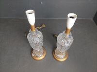 Pair Cut Glass Table Lamps no Shades - 2