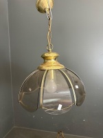 Pair Retro Panel Glass Pendant Ceiling Lamps - 3