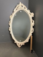 Wooden Ornate Oval Hanging Mirror - 2